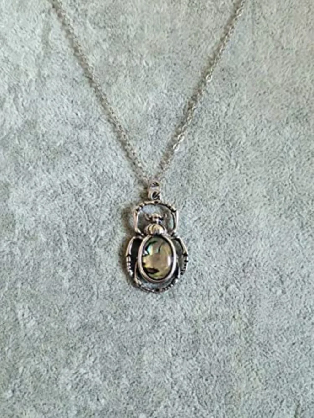 Antique Bronze Abalone Shell Bug Wildlife‎ Necklace